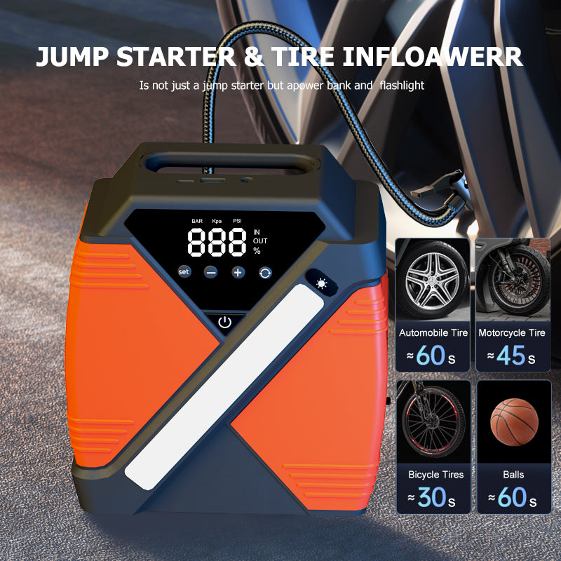 4 Type in 1 12V 20000 mAH 3000A Multi-Function Jump Starter Build In Air Compressor Portable Power Bank Car Jump Starter