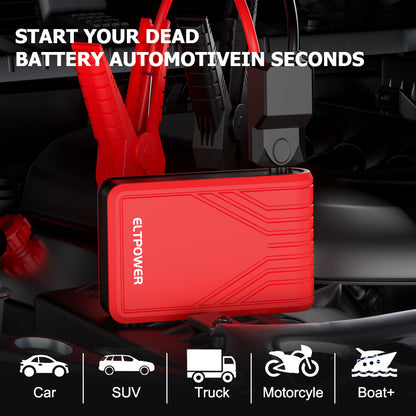 Emergency Car Battery Jump Starter 1800A Jumper Starter Car Jump Battery Booster with Flashlight Smart Safety Cable