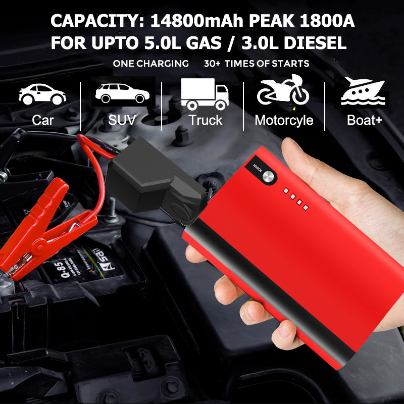 14800mAh 1500 A 12V Car Battery Booster Charger Emergency tool car jump starter power bank car jump starter