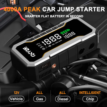 Multi-Function Jump Starter Power Bank Jump boost Pack 12V Build in Tire Compressor Portable  Car Jump Starter with Safe Clamp